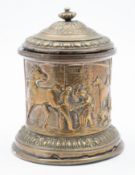 A late 19th century brass tobacco jar an