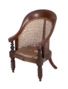 A Regency mahogany and canework child's