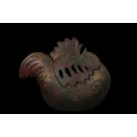 A Chinese Copper Gilt Rooster Incense Burner, 20th Century.