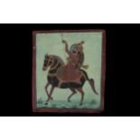 An Indian Miniature Painting of a Mewar Raja in Armour on Horseback, Circa 1980.