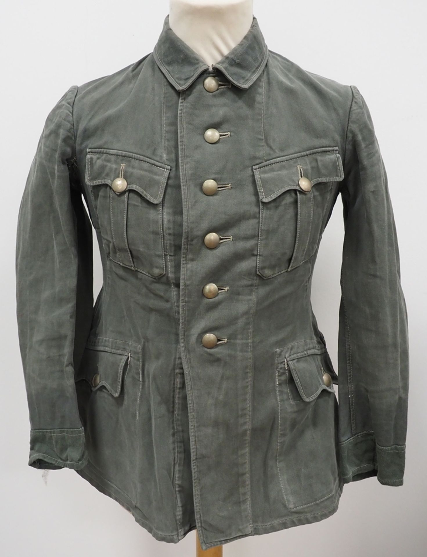 Wehrmacht: Drillichfeldbluse - Kammerstück.Feldgrauer Drillich ...