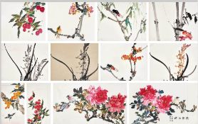 A Group of Twelve Lingnan-Style Ink Paintings