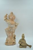 Two Painted Pottery Figures, probably Tang dynasty