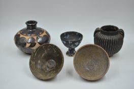 A Group of Black-glazed Vessels, Song or later