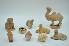 A Group of Nine Pottery Figures, Tang dynasty
