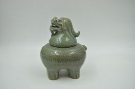 A Longquan Celadon Lion Censor, Ming dynasty