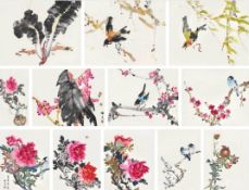 A Group of Twelve Lingnan-Style Ink Paintings