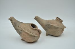 Two Pottery Bird-shape Vessels, Qijia style