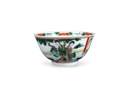 A Wucai Bowl with Ladies, early Kangxi,