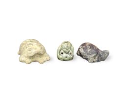 A Group of Three Yue and Yaozhou Celadon Animals, Southern Dynasties and later