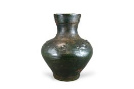 A Green glazed Pottery Vase, hu, Han dynasty