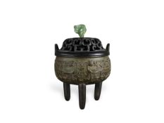 A Bronze Tripod Censer, liding, Qing dynasty,