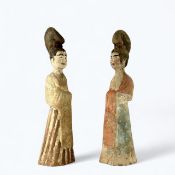 A Pair of Pottery Court Ladies, Tang dynasty