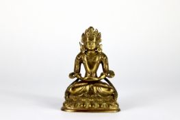 A Gilt Bronze seated Amitayus, 18th century