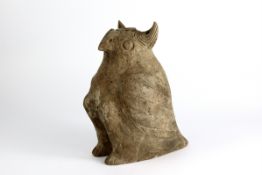 An Extremely Rare Pottery Figure of Owl, Han dynasty