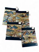 A Set of Four Fine silk Kesi Landscape Panels, 19th century