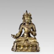 A Rare Miniature Gilt Bronze Mahasiddha Figure, 18th century