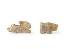 Two Western Zhou style Jade Animal Pendants, Shang dynasty