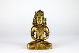 A Gilt copper alloy Seated Amitayus, 18th century