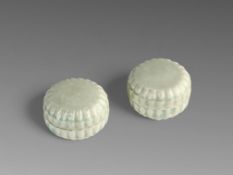 A Pair of Qingbai Chrysanthemum Boxes and Covers, Song dynasty