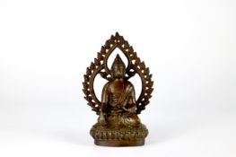 A Nepalese Bronze seated Buddha, 19th century,