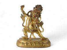 A Fine Gilt Bronze Figure of the Wrathful Vajrapani, 18th century,