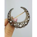 Large Art Deco Diamond 18 Carat Gold Crescent Brooch