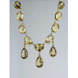 Art Deco Citrine 9ct Gold Rivière Necklace