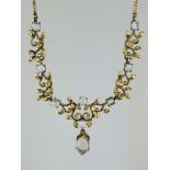Vintage 9ct Gold Moonstone Drop Necklace