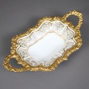 Prunkschale - Meissen, Porzellan, rechteckige geschweifte und tief gemuldete Grundform mit seitlich