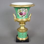 Kratervase - wohl Frankreich 19. Jh., Porzellan, auf zylindrischem Stand mit quadratischer Plinthe