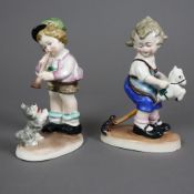 Ein Paar Kinderfiguren - Leube & Co., Reichmannsdorf, Mitte 20. Jh., Porzellan, polychrom bemalt, 1