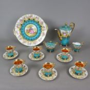 Mokkaservice für 6 Personen - DW Karlsbad, 20. Jh., Porzellan, Empireform mit hochgezogenen Voluten