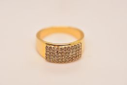 18K YELLOW GOLD DIAMOND 5 ROW RING 0.72CT 7.4G