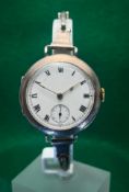 Omega Early Wristwatch c.1910 Sterling Silver Case And Bracelet