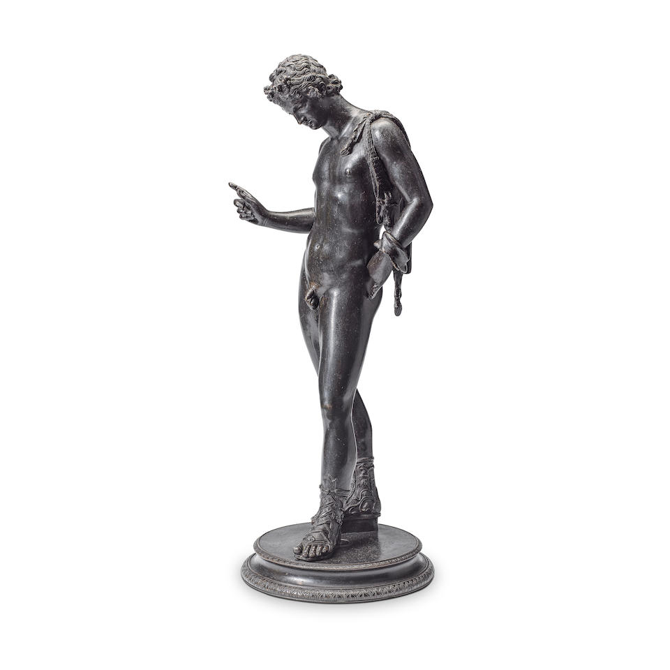A late 19th century Italian patinated bronze figure of Narcissus After the antique, the cast by ... - Image 5 of 5