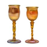 TWO TIFFANY STUDIOS TWIST STEM GOLD FAVRILE GLASSES New York, New York, early 20th century, both...