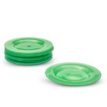 TEN STEUBEN GREEN JADE GLASS DISHES Corning, New York, c. 1925, incised mark 'Steuben,' dia. 8 1...