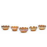 FIVE TIFFANY STUDIOS FAVRILE GLASS BOWLS New York, New York, early 20th century, four with incis...