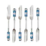 SIX ARCHIBALD KNOX (1864-1933) FOR LIBERTY & CO. PASTRY FORKS Birmingham, c. 1902, sterling silv...