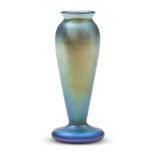 QUEZAL BLUE IRIDESCENT GLASS VASE Queens, New York, early 20th century, mark 'Quezal,' ht. 7 in.