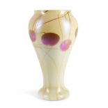 LARGE QUEZAL LEAF AND VINE VASE Queens, New York, early 20th century, iridescent glass, ink stam...