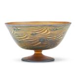 'KING TUT' FOOTED BOWL ATTRIBUTED TO DURAND United States, early 20th century, iridescent glass,...