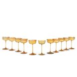ELEVEN TIFFANY STUDIOS GOLD FAVRILE WINE GLASSES New York, New York, early 20th century, all wit...
