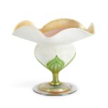 TIFFANY STUDIOS PULLED-FEATHER FAVRILE GLASS VASE New York, New York, early 20th century, incise...