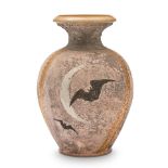 ROOKWOOD POTTERY DULL FINISH VASE WITH BATS AND FROGS Cincinnati, Ohio, dated 1883, impressed st...