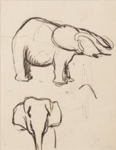 Attributed to George Benjamin Luks (American, 1867 - 1933) Drawing of Elephants,