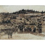 Victoria Crowe OBE RSA RSW (British, born 1945) 'Hillside and Terrace, Tuscany'
