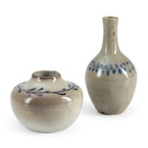 TWO AUGUSTE DELAHERCHE (1857-1940) VASES France, c. 1900, glazed stoneware and porcelain, both s...