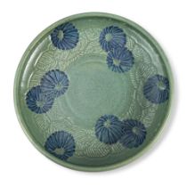 ÉMILE LENOBLE (1875-1940) CHARGER France, c. 1920, molded and glazed stoneware, partial art...